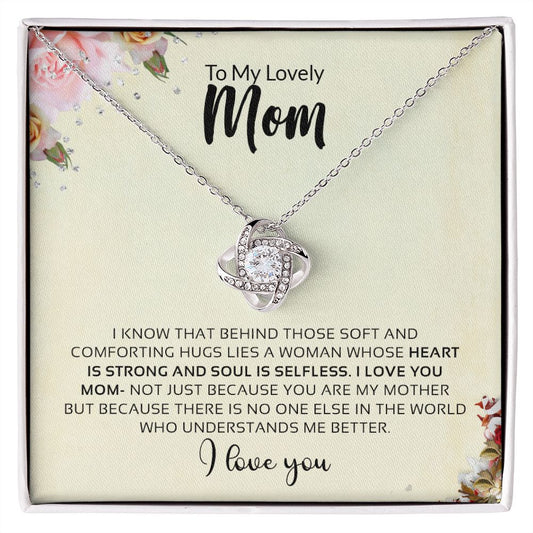 To My Lovely Mom | I Love You - Love Knot Necklace